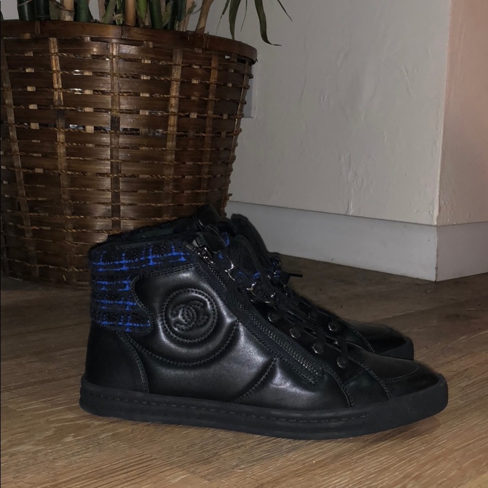 AUTHENTIC Chanel Black High Top Sneakers